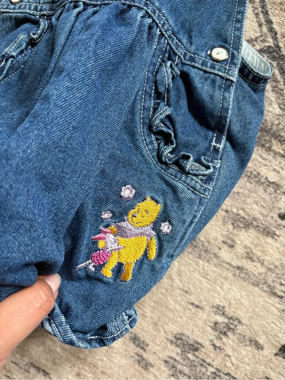 Vintage Disney Winnie the Pooh piglet denim overalls bibs embroidered 6/9 months
